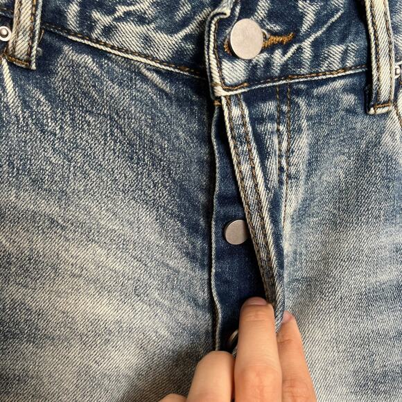 NWT mnml X514 Skinny Stacked Denim Medium Blue Flare Jeans Bootcut Bell Size 34 - Picture 5 of 13